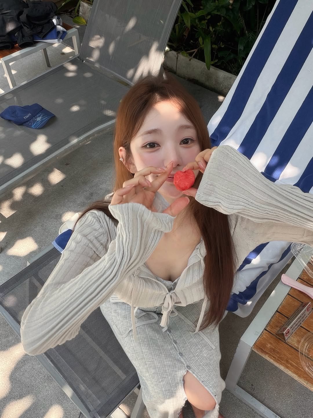 Photo by 김도연 on April 11, 2026. May be an image of one or more people, hair, deck chair and text.