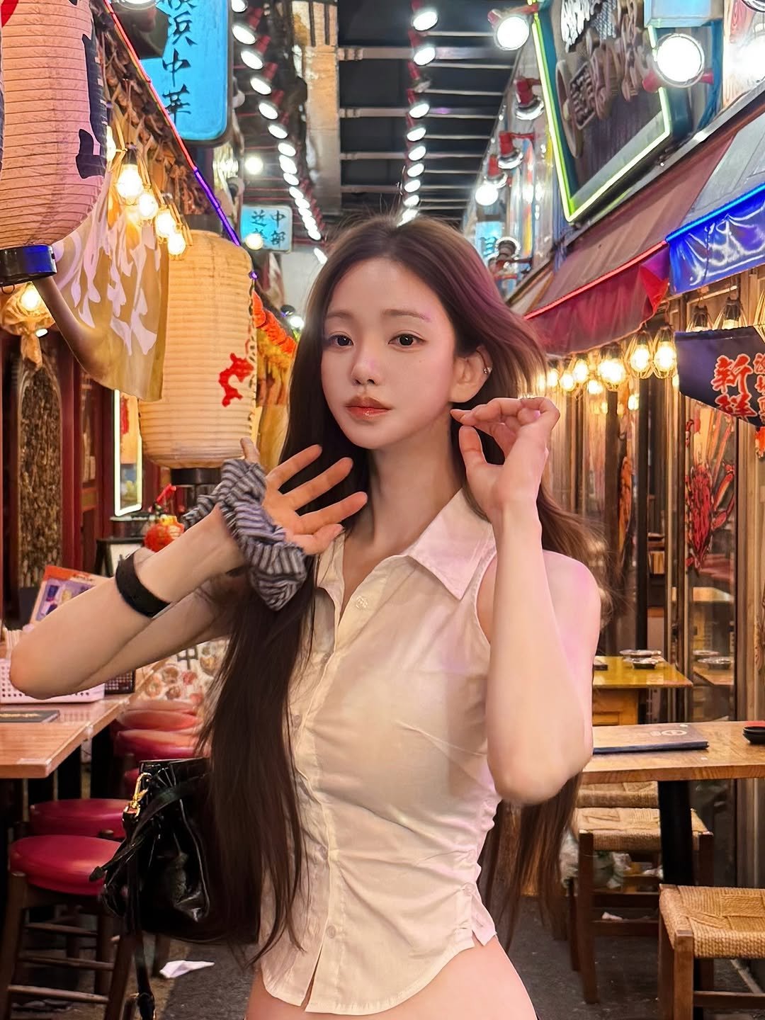 Photo shared by 김도연 on July 10, 2025 tagging @n.n_hair. May be an image of 1 person, miniskirt, bra and text.