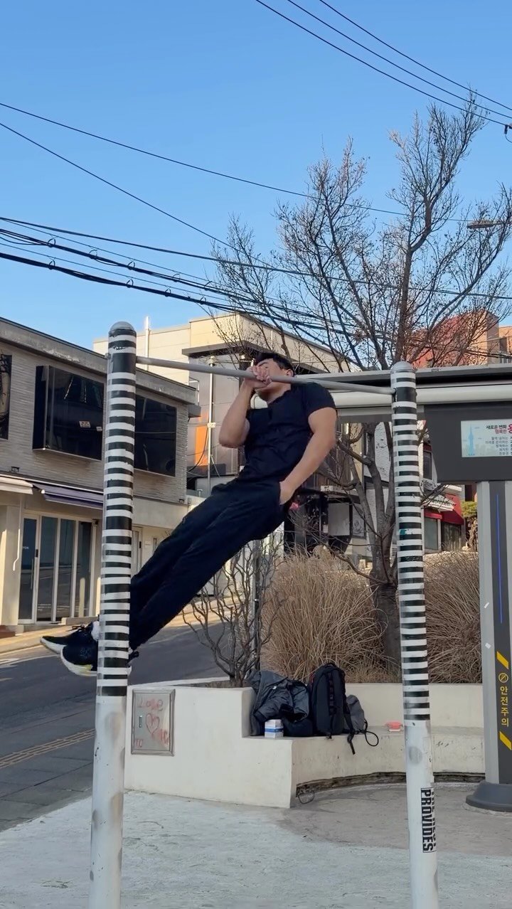 dohyun_streetworkout 게시물 이미지: 길거리에서 간지나게 턱걸이 해보기 ㄷㄷ😱 No Gym. Just...
