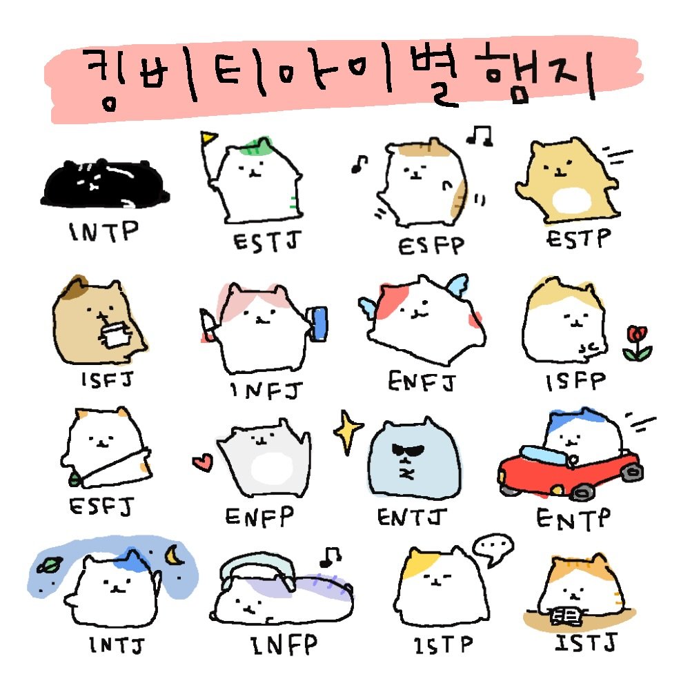 Photo by 도나쵸 on February 17, 2026. May be an illustration of Norwich terrier and text that says '키바| 키비티아. Elo 비티아이별행지 아미 별 행지 INTP ESTJ ESFP FP ES ESTP ISFJ INFJ ENFJ ISFP ESFJ ENFP ENTJ ENTP INTJ INFP 15TP 生日 ISTJ'.