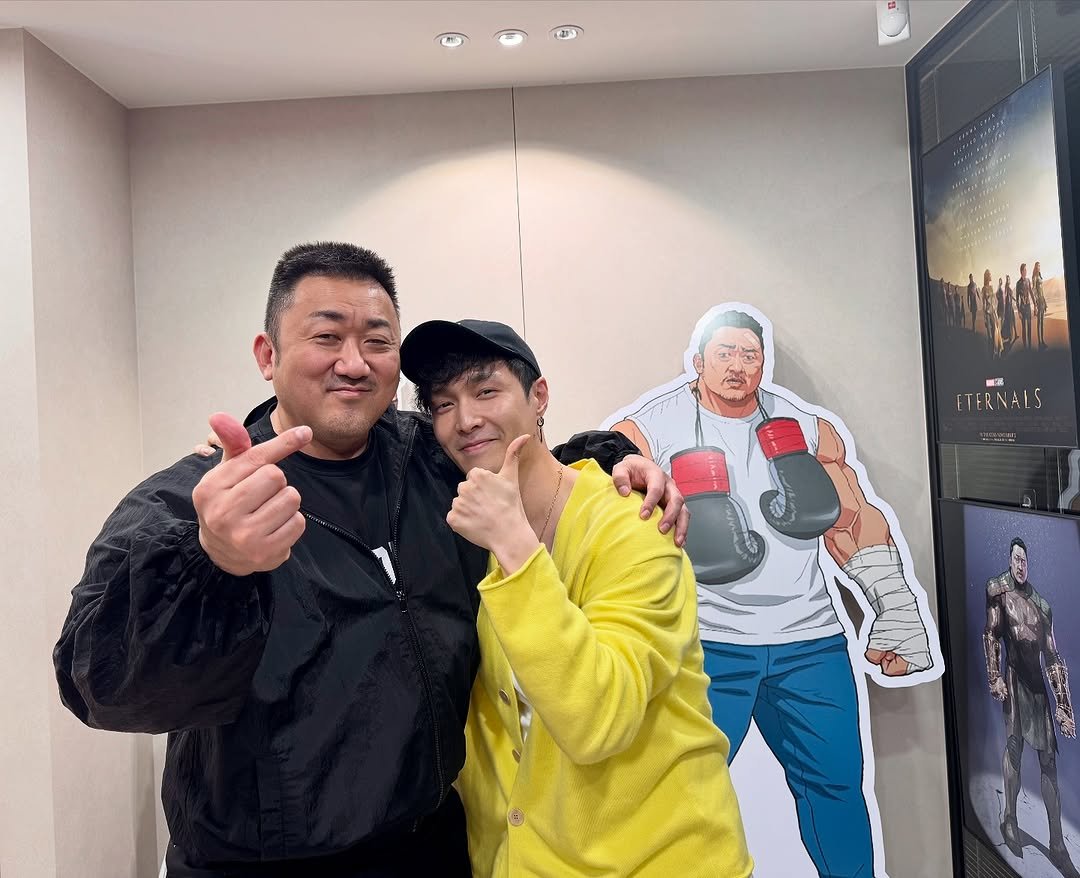 Photo by Don Lee 마동석 on August 16, 2025. May be an image of 2 people and text that says 'NR ETERNALS'.