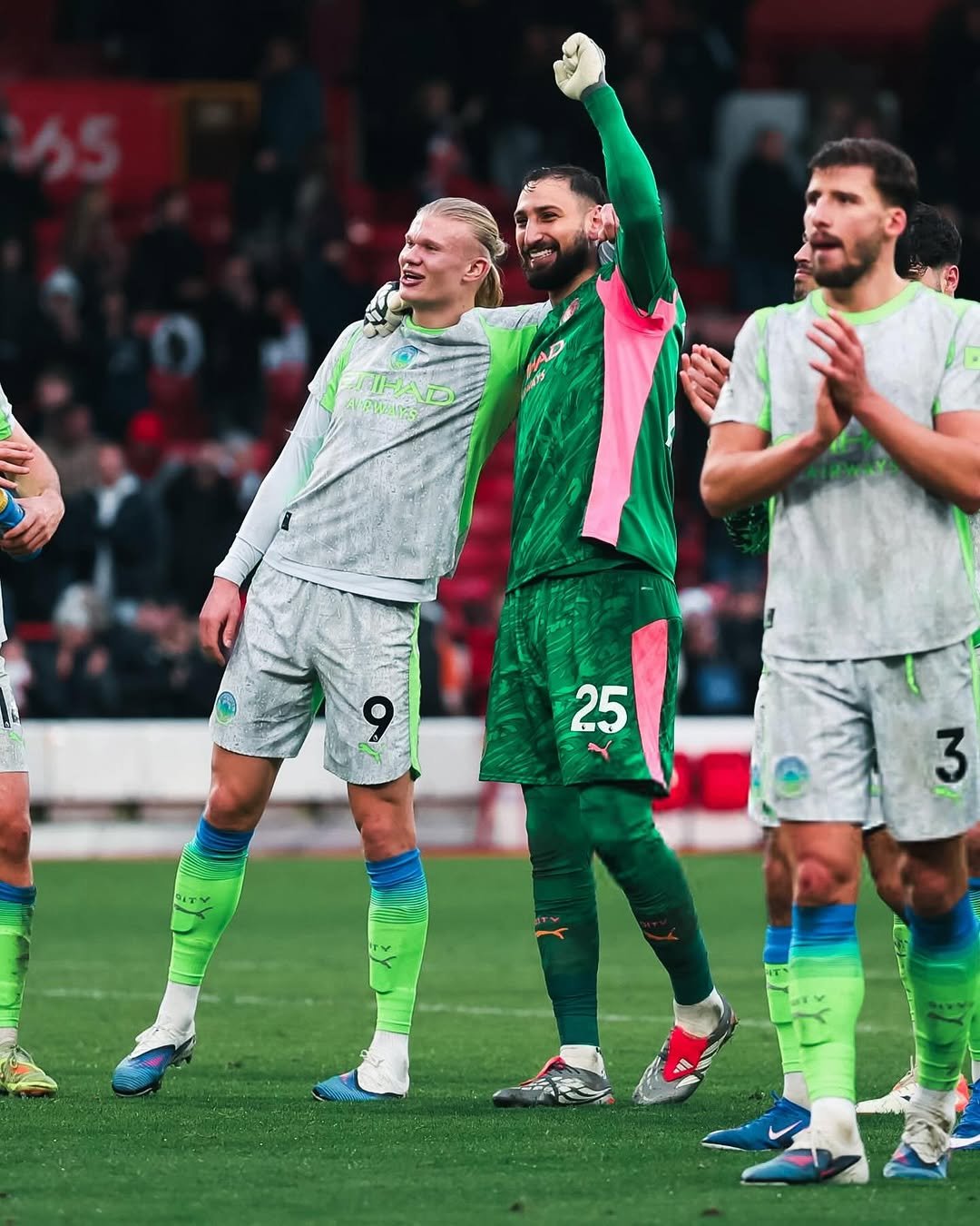 Photo shared by GIANLUIGI DONNARUMMA on December 27, 2025 tagging @rubendias, and @erling. May be an image of football, soccer, stadium and text.