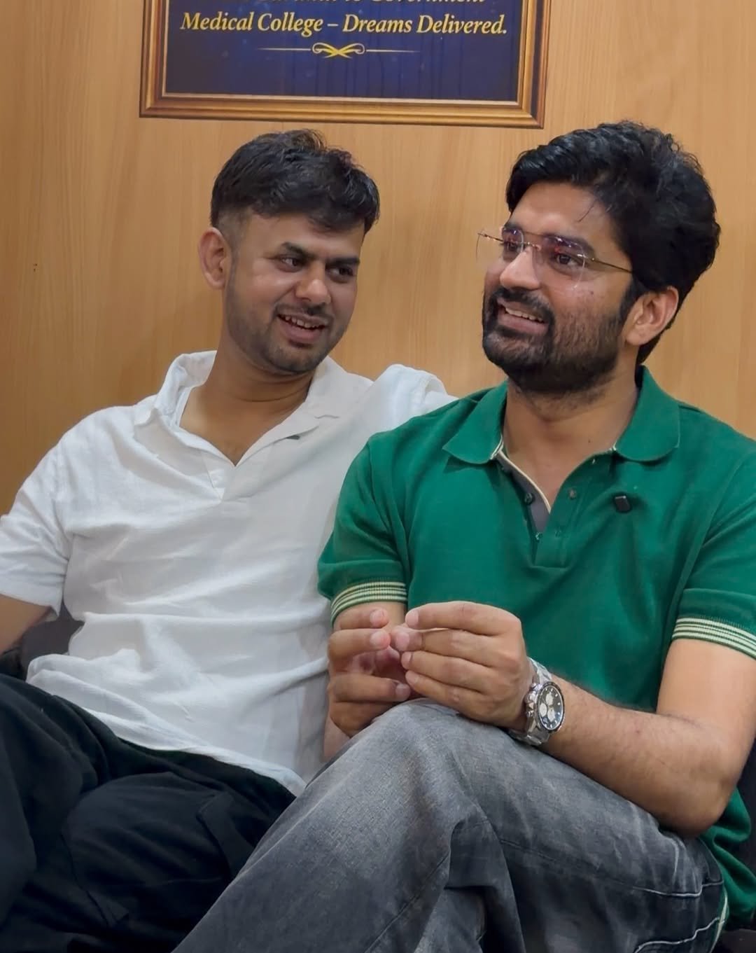 Photo shared by Rehan Ashraf on April 26, 2026 tagging @dr.amir_aiims. May be a selfie of one or more people, beard, people smiling, office and text that says 'Medical College- MedicalCollege- ollege-DreamsDelivered. Dreams Delivered.'.