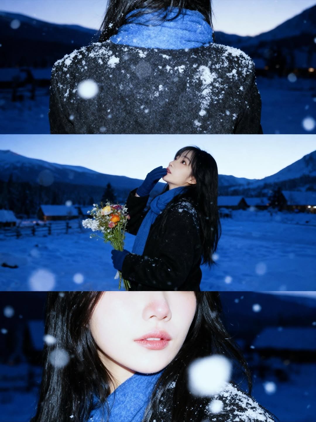 Photo by 김다혜 on October 31, 2025. May be an image of one or more people, hair, duffle coat, goosedown coat, parka, outdoors and text.