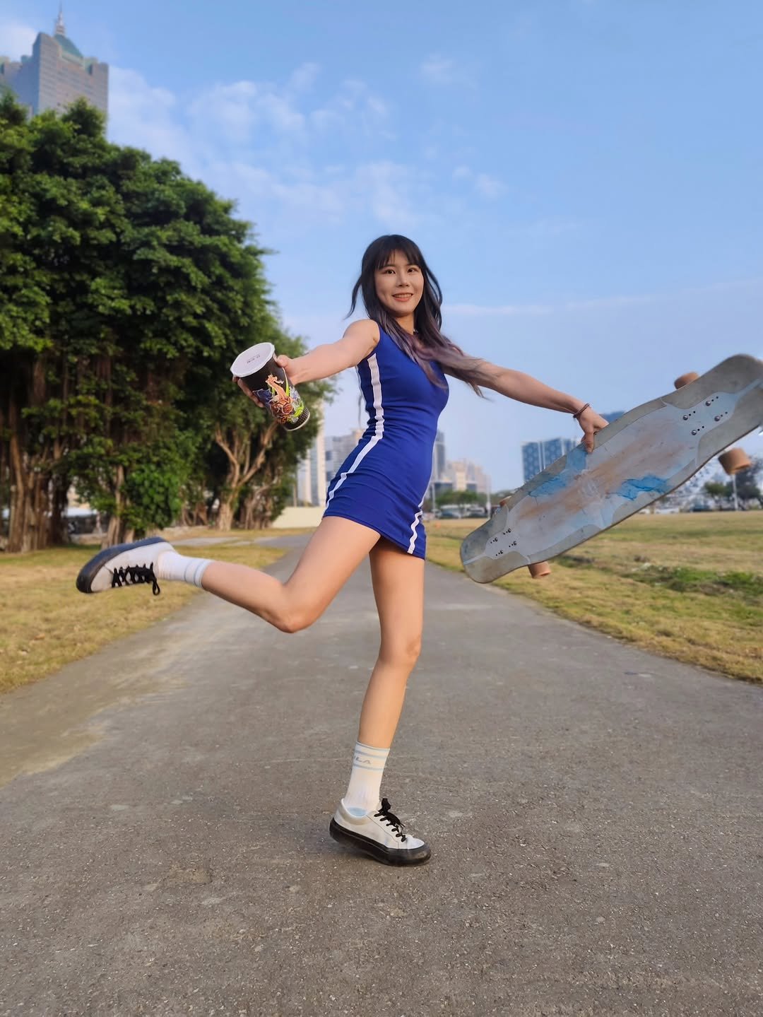 Photo shared by 魚仔水水｜Dai Yu on February 10, 2026 tagging @toptiertea.tw. May be an image of skateboard, sportswear, outdoors and text.