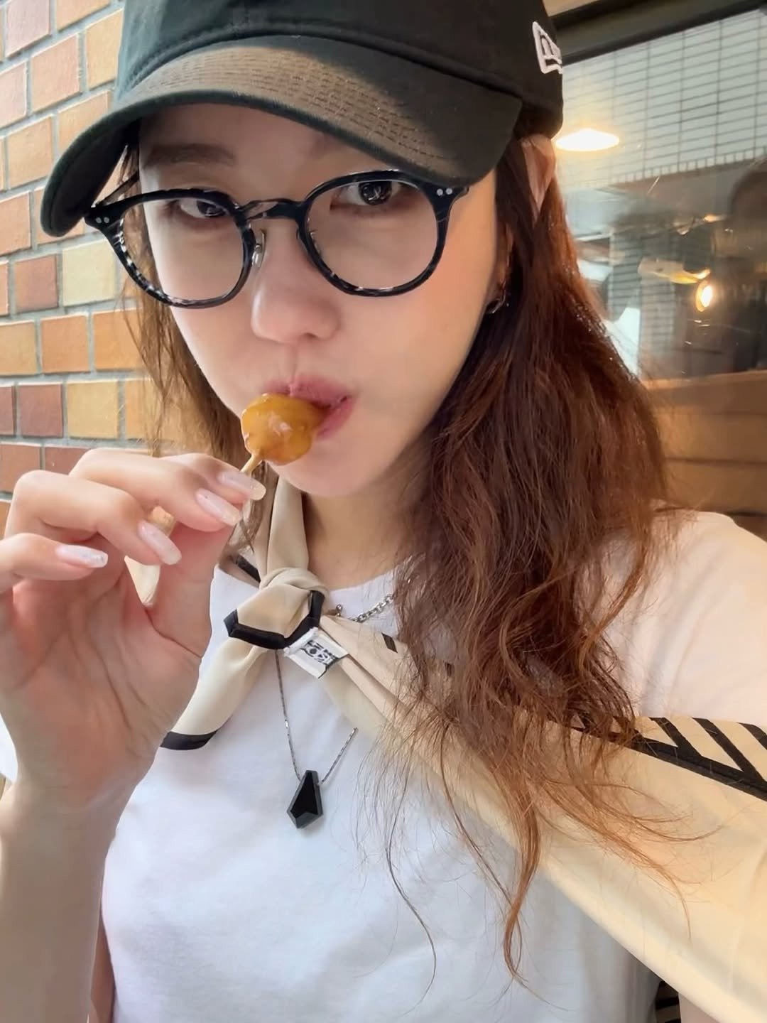 Photo by E.JIAH 이지아 on September 15, 2025. May be an image of hat, eyeglasses and lollipop.