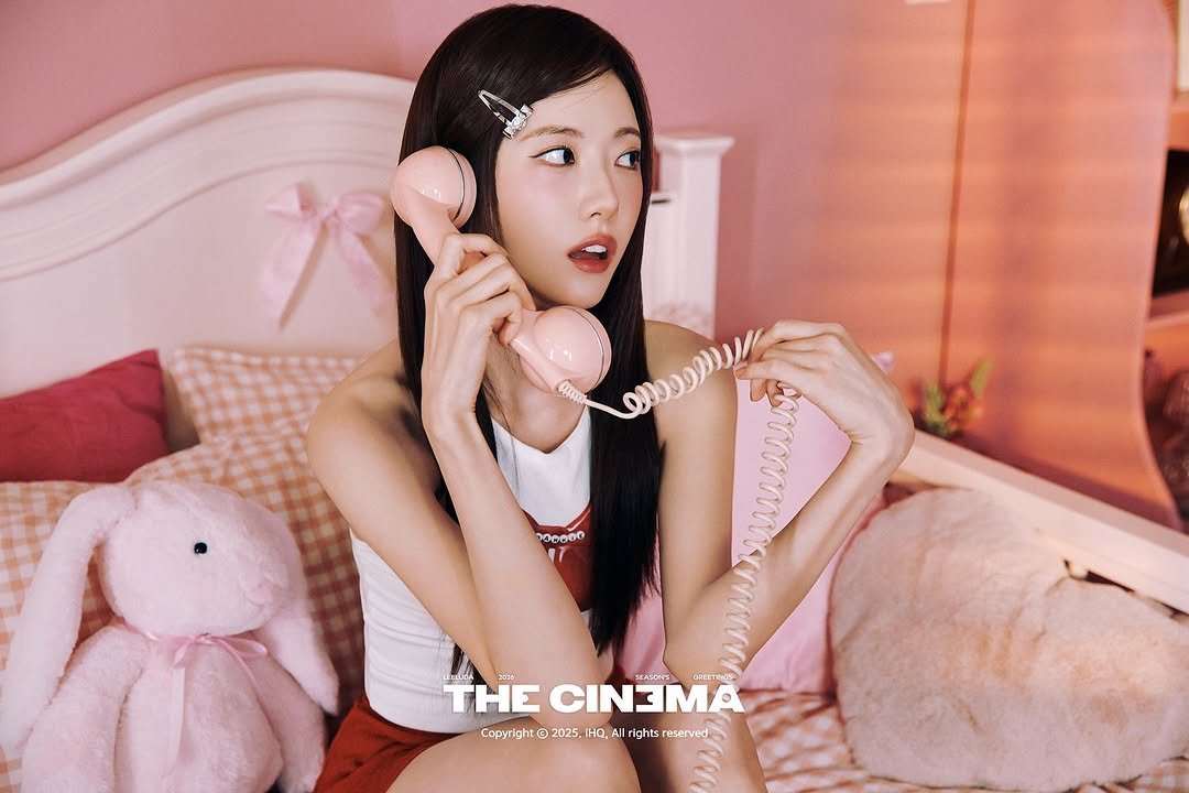 Photo by 루다 LUDA on November 13, 2025. May be an image of one or more people, makeup, telephone, poster and text.