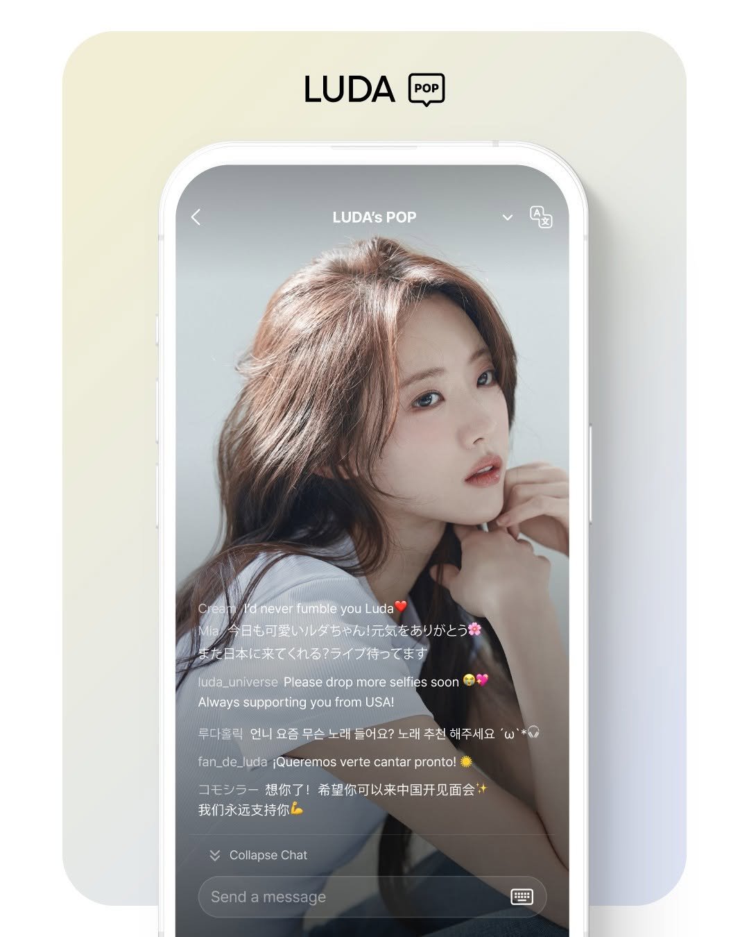 Photo shared by b.stage｜비스테이지 on August 08, 2025 tagging @e_lludda. May be an image of ‎1 person, poster and ‎text that says '‎POP LUDA LUDA's POP 4 Y'd never fumble you YdneverfumbleyouLuda Luda 今日も可発いルダちゃん元気をありがとうす 北た口本に来てくれる？ライブ待ってます luda_ luda_universe a.uivesPleeromoreses Please drop more selfies soon 香校 18 Always supporting you from USA! 루다홀릭 언니 요즘 무슨 들어요? 노래 추천 해주세요 لنا O fan_de_luda ¡Queremos verte cantar pronta! コモシラー 想你了！ 希望你可以来巾国开见面会 我们永远支持你G ٣ Collapse CollapseChat Chat Send message‎'‎‎.
