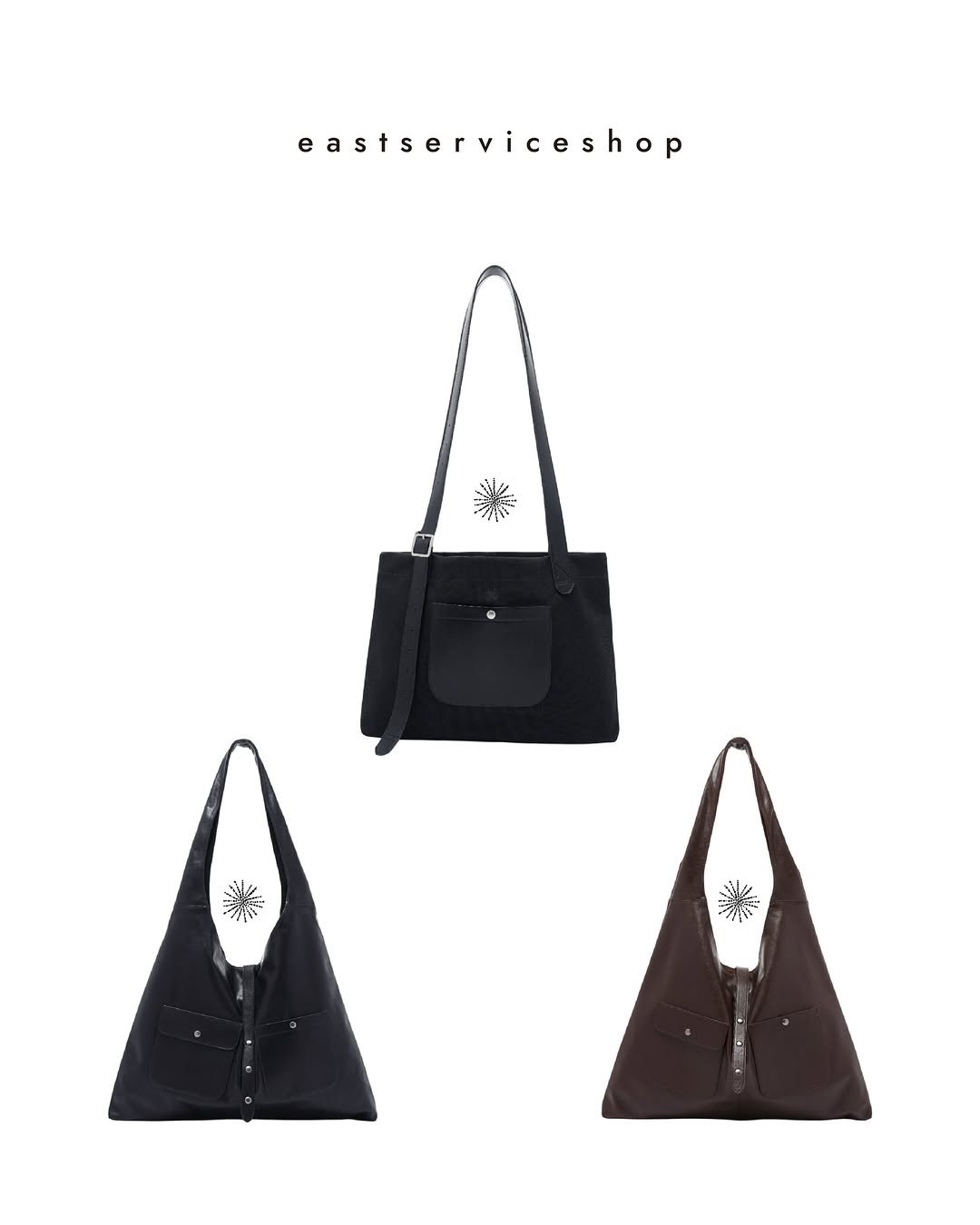 Photo shared by 이스트서비스샵 on March 12, 2026 tagging @ess_.archive, and @eastserviceshop. May be an image of saddle-stitched leather, leather, tool bag, purse, pouch, clutch and text that says 'eastserviceshop 添 SVe 樂 流'.