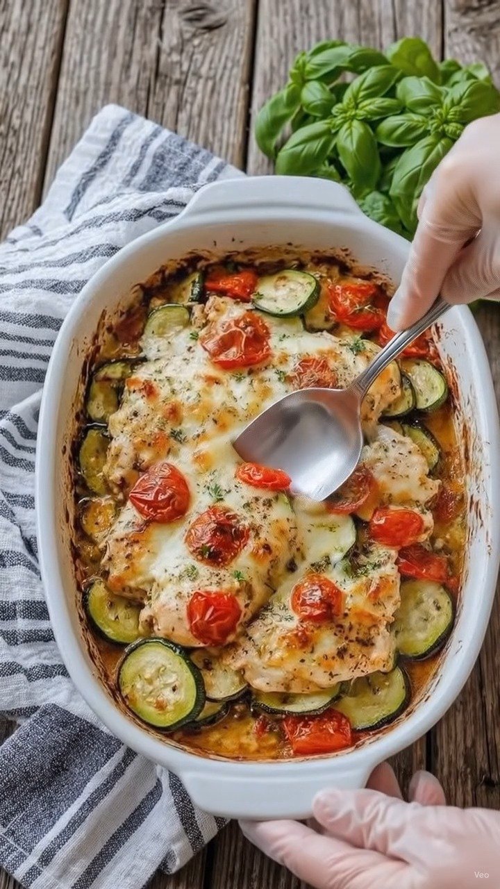 easymediterranean_recipes 게시물 이미지: Baked Chicken with Zucchini + Cherry...