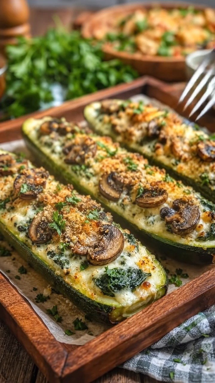 easymediterranean_recipes 게시물 이미지: Spinach & Mushroom Stuffed Zucchini...