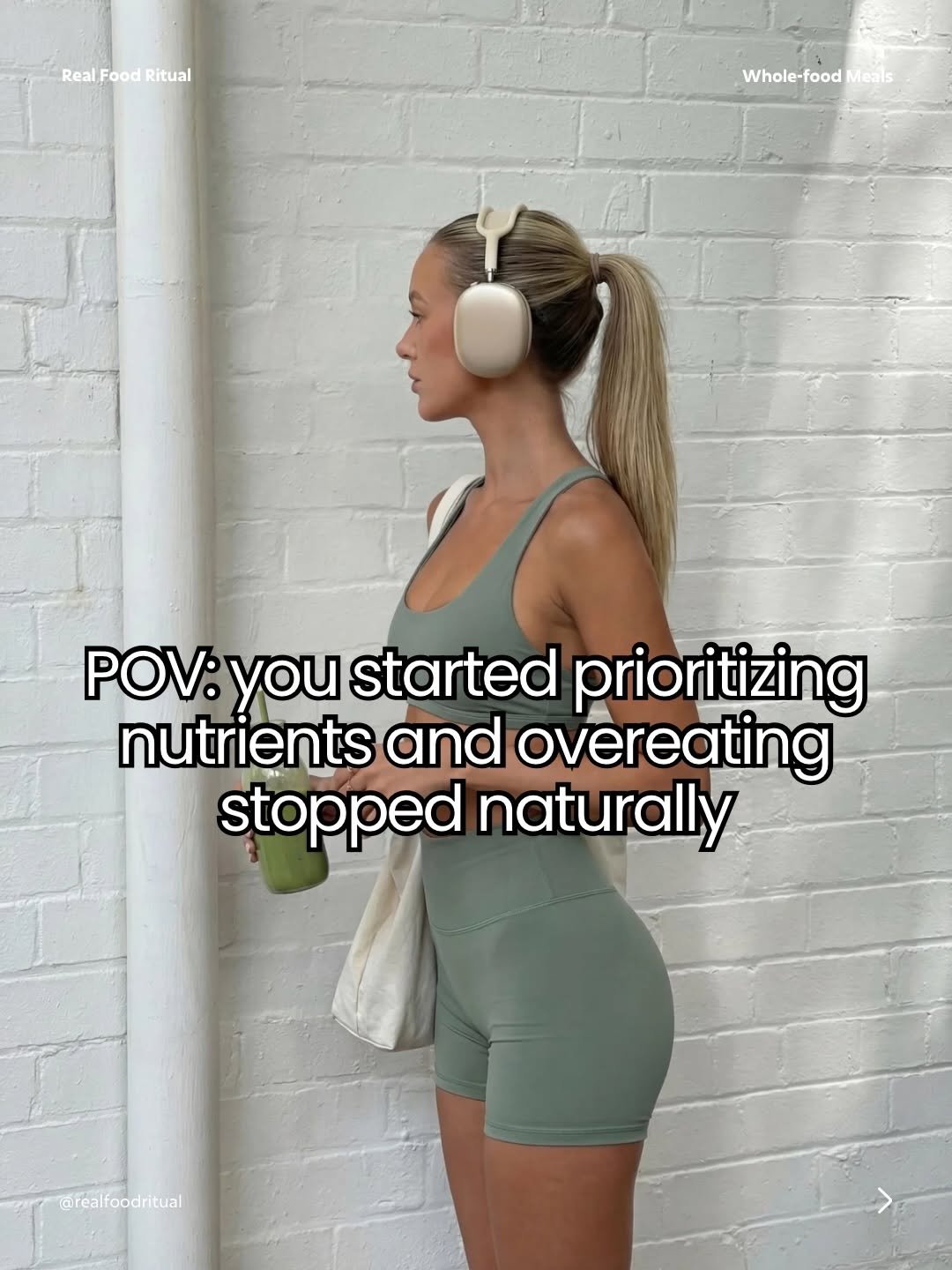 Photo shared by Real Food Ritual | Healthy Recipes on January 23, 2026 tagging @healthyeatingfeed, and @eatinghealthyfeed. May be a meme of one or more people, activewear, sportswear and text that says 'Real RealFood RealFoodRitual FOod Ritual Whole-food Whole-foodMeals Whole Meals POV: you started prioritizing nutrients and overeating stopped naturally realfoodritual @realf'.