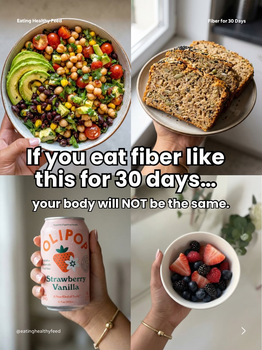 Photo shared by Eating Healthy Feed | Healthy Food & Lifestyle on March 29, 2026 tagging @realfoodritual. May be an image of fruit, yogurt and text that says 'Eating HealtbyPeed EatingHealtbyPeed eed Fiber for Fiberfor30Days 30 Days If you eat fiber like this for 30 days... your body will NOT be the same. OLIP midies C4O Strawber Vanilla ANowKindoSed ANowl (355) (355mL) @eatinghealthyfeed'.