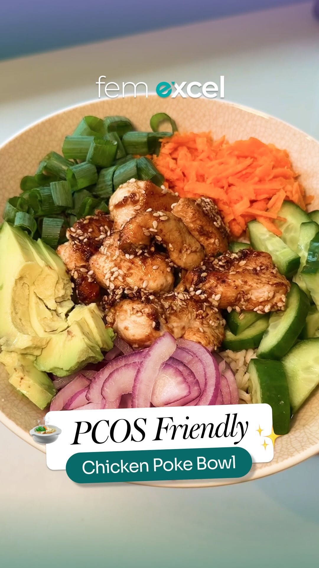 eatinghealthygram 게시물 이미지: 🥗 PCOS-Friendly Chicken Poke Bowl
High-protein...