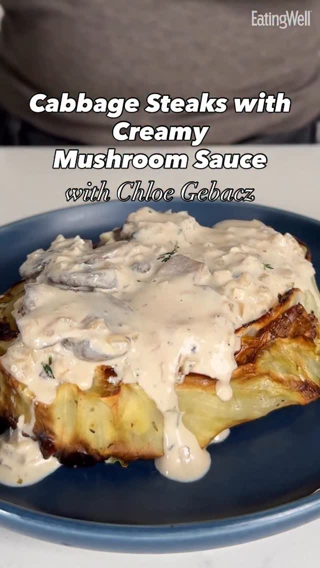 eatingwell 게시물 이미지: Cabbage Steaks with Creamy Mushroom Sauce are...