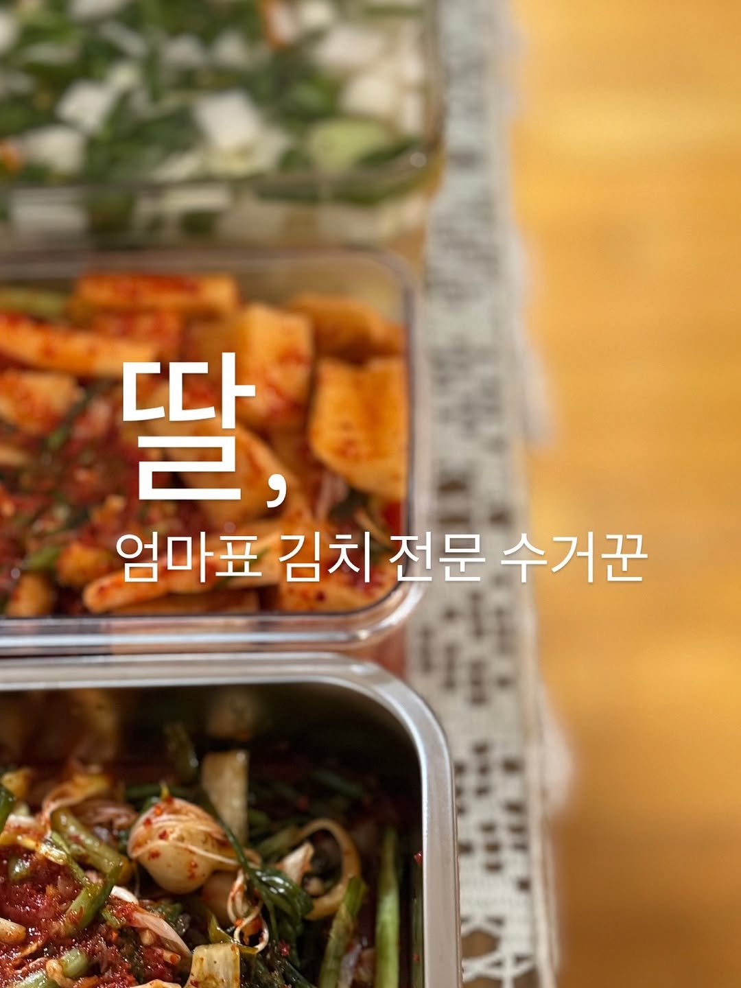 Photo by 박하나 이때다 | 제철을 전하는 브랜드 on November 04, 2025. May be an image of text that says '따 딸, 2, 엄마표 김치 전문 수거꾼'.