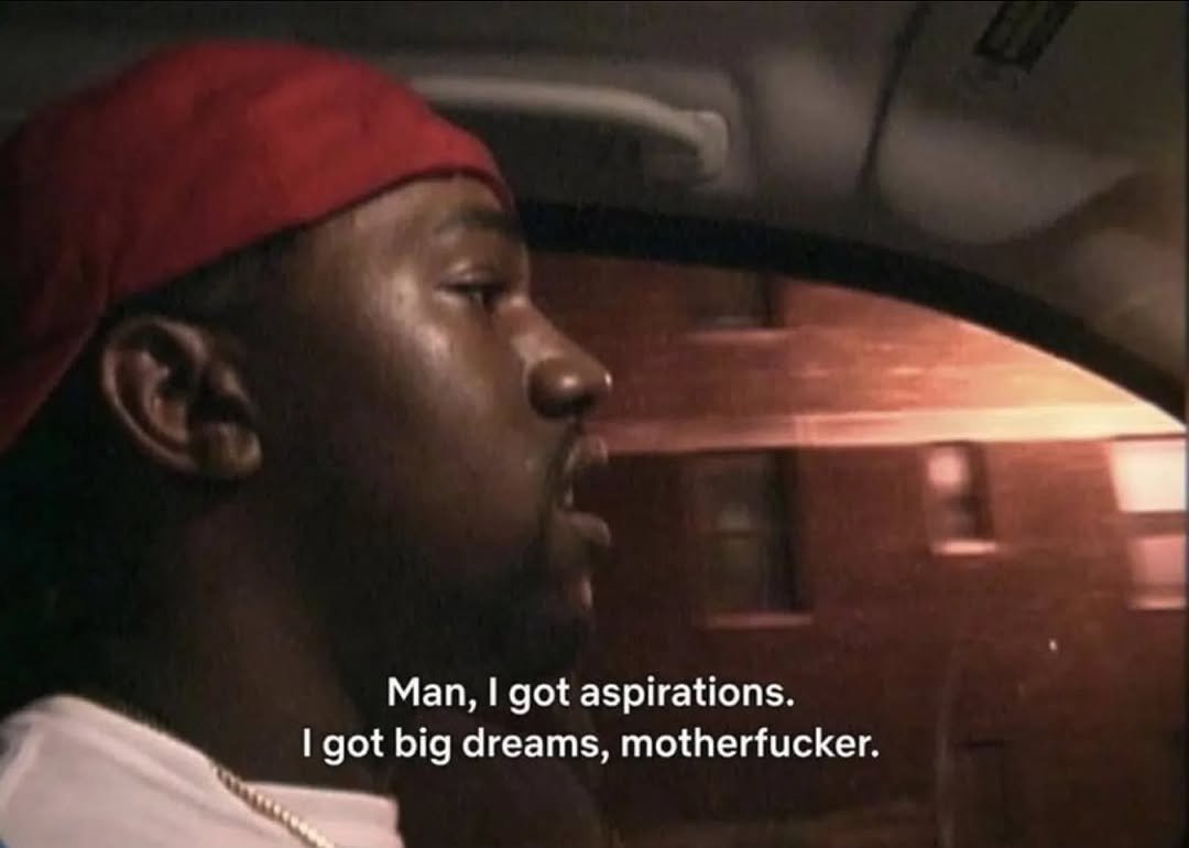 Photo by Echo in Eco on September 03, 2025. May be an image of 1 person and text that says 'Man, I got aspirations. I got big dreams, motherfucker.'.