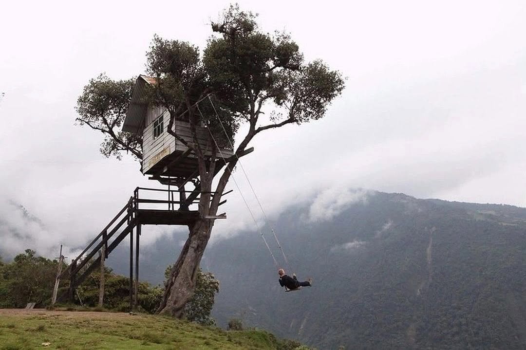 Photo by Echo in Eco on July 14, 2025. May be an image of 1 person, tree house and text.