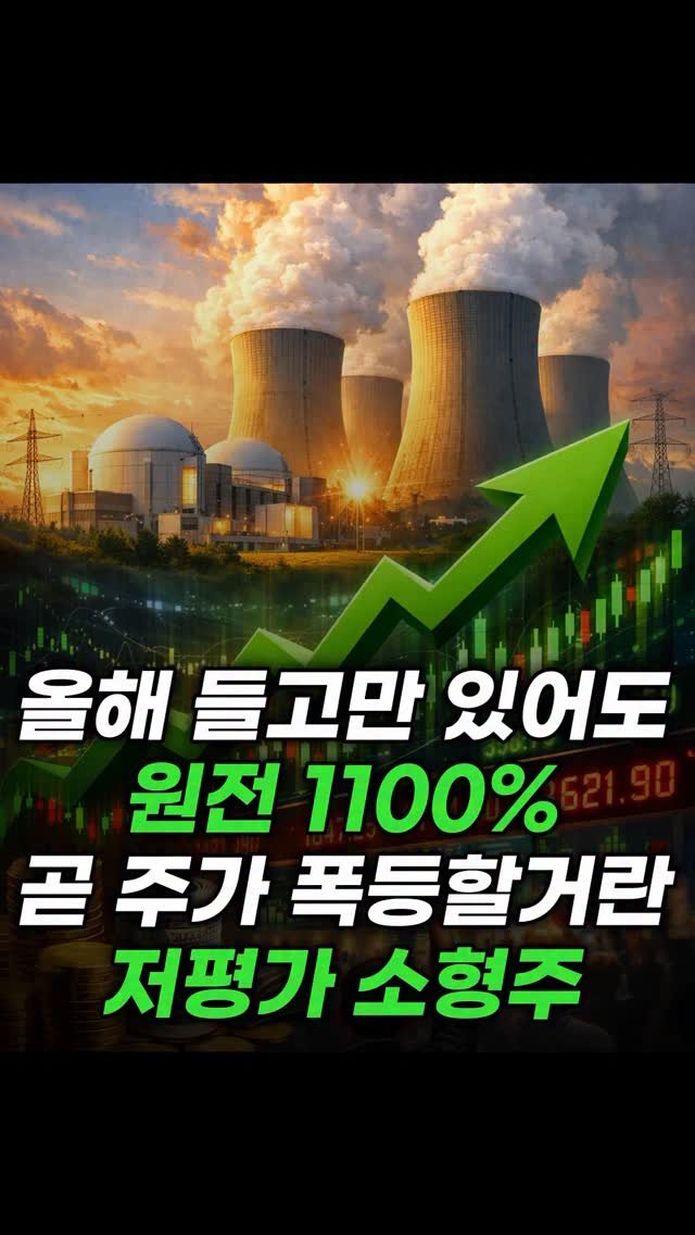 economy_god 게시물 이미지: ✔️2026년 지금 담아만둬도 역대급 급부상한다는 원전 저평가 소형주✔️
👉팔로우...