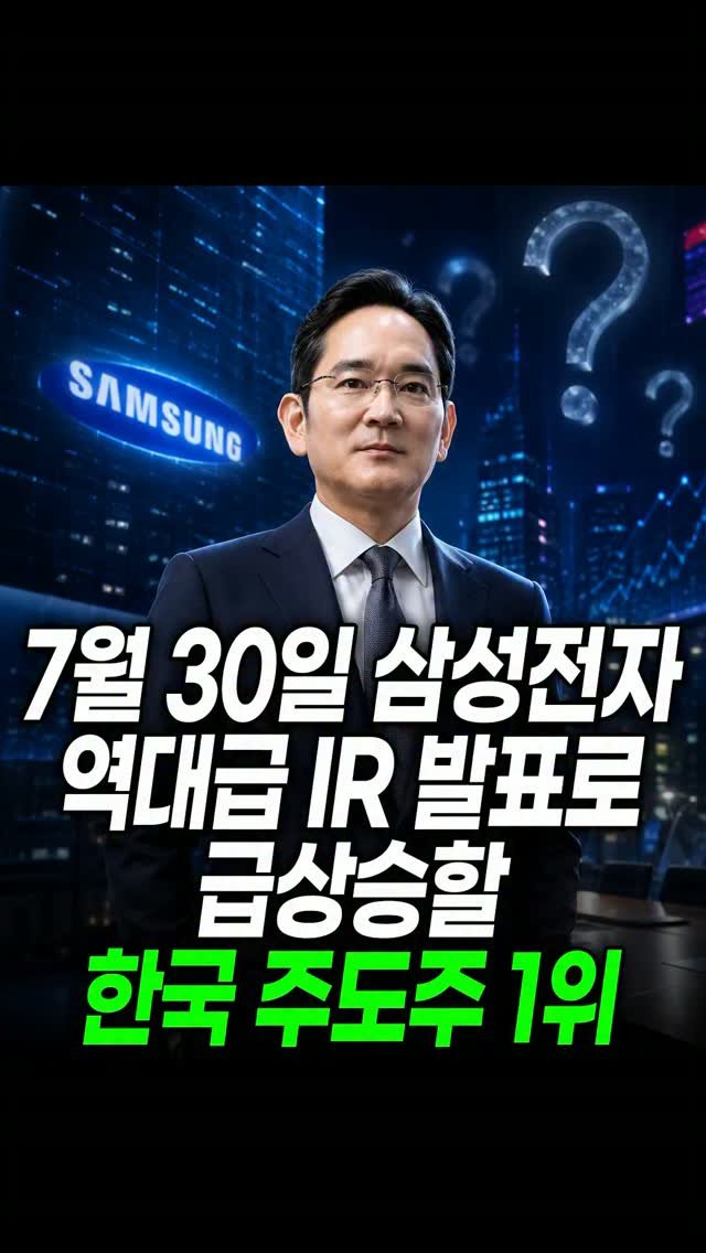 economy_god 게시물 이미지: ✔️7월 30일 삼성전자 역대급 IR발표로 10배 이상 급상승할 한국 주도주...