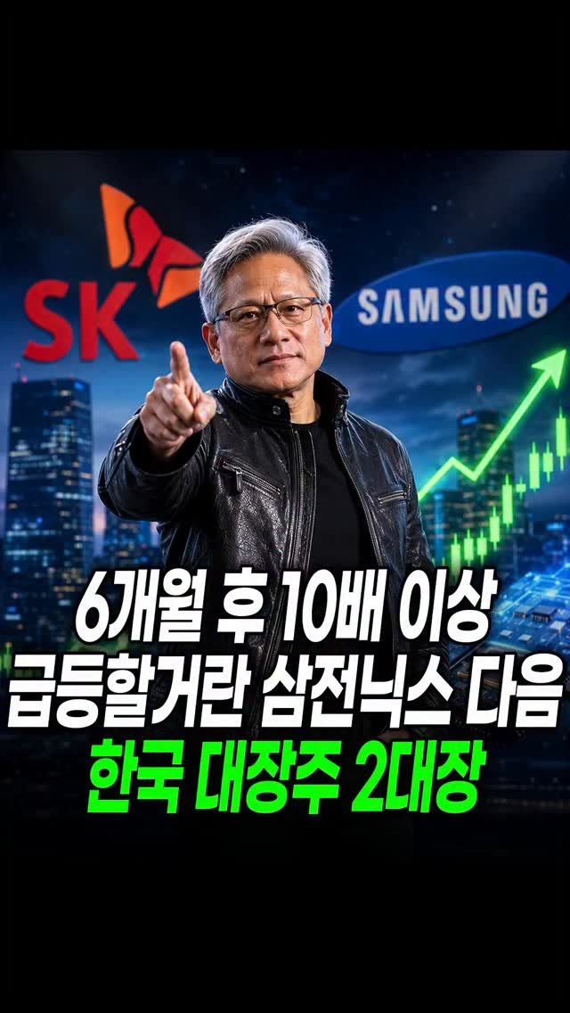 economy_god 게시물 이미지: 👇6개월 후 10배 이상 급등할거란 삼전닉스 다음 한국 대장주 2대장👇

✅젠슨황...