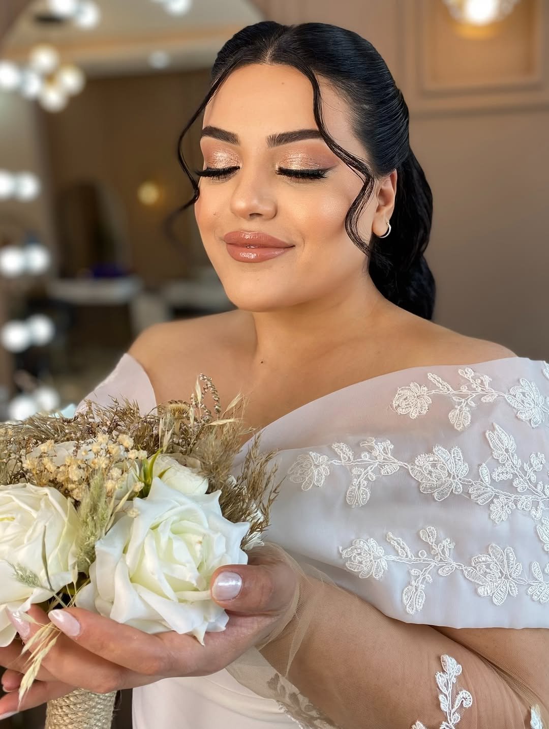 Photo by Nazlı Akköse on April 09, 2026. May be an image of one or more people, hair, makeup, eyeliner, wedding and text.