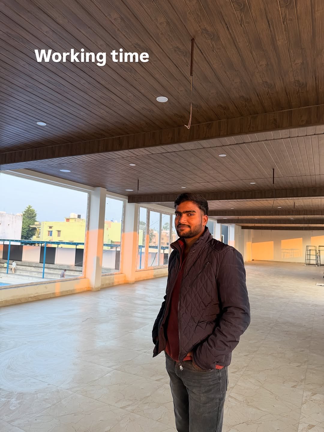 Photo shared by Moleram Vlogs on November 16, 2025 tagging @_sujeet_soni_, and @electrician_moleram. May be an image of one or more people, beard, people standing, outerwear, office and text that says 'Working time'.