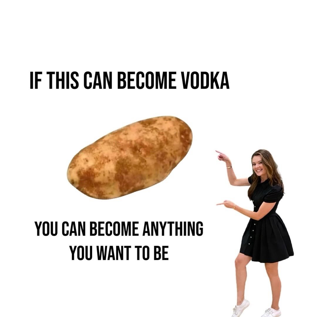 Photo by Elina Danilova | Executive Life Coach on April 24, 2026. May be a meme of vodka and text that says 'IF THIS CAN BECOME VODKA YOU CAN BECOME ANYTHING YOU WANT TO BE'.