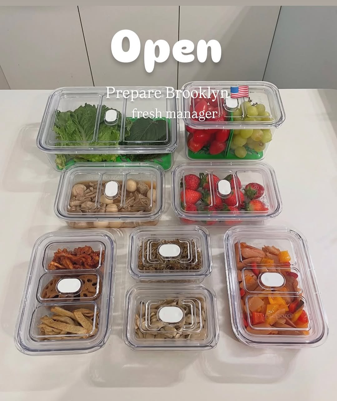 Photo by 앨리스홈 | su jeong on July 28, 2025. May be an image of container, kitchenware, hamper and text that says 'Open Prepare . Brooklyn Brookly fresh, fresh.manager! anager CBOR BOR (O'.