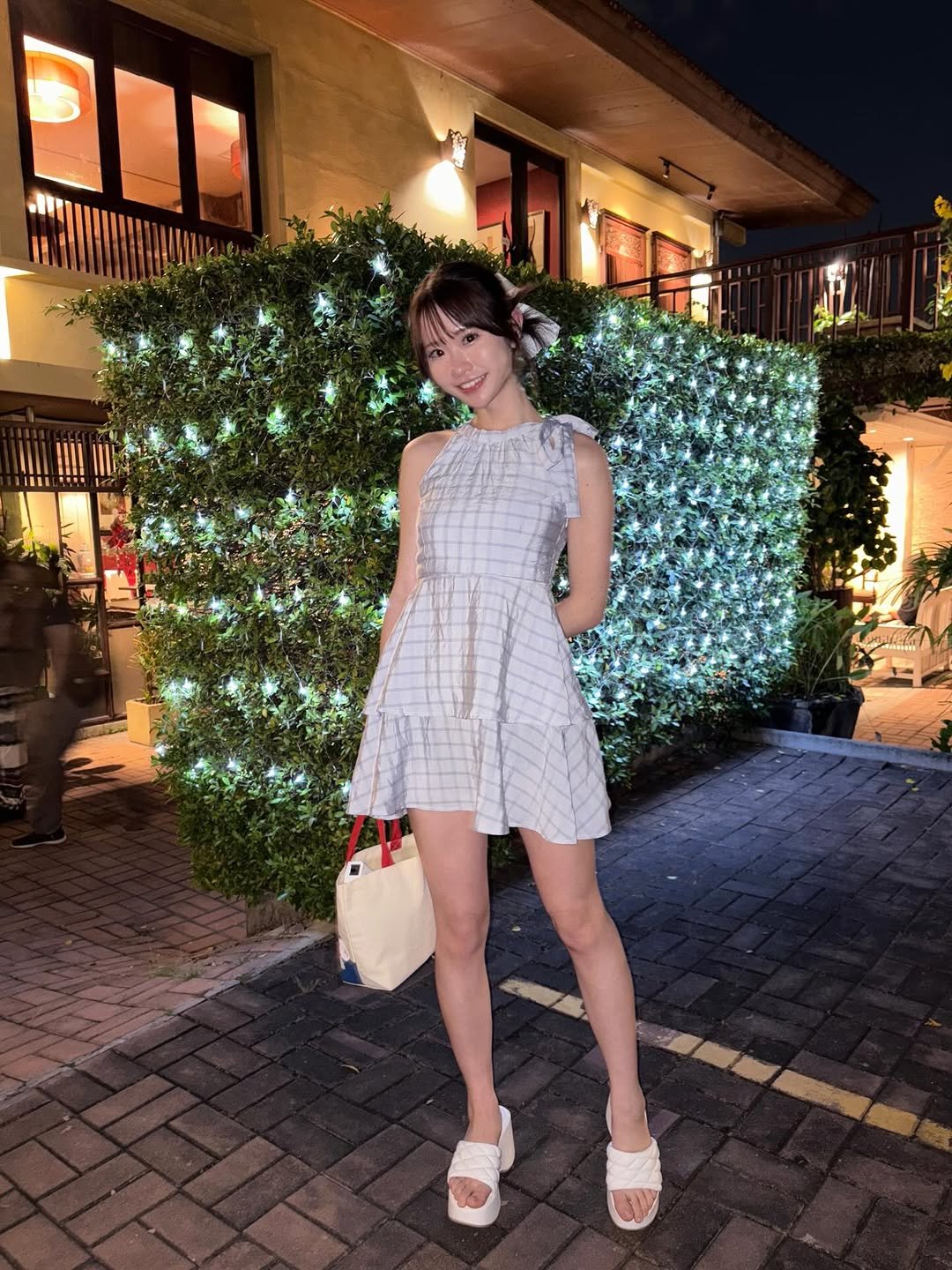 Photo by 白上咲花 on February 01, 2026. May be an image of jumpsuit, skirt, dress, sundress and text.