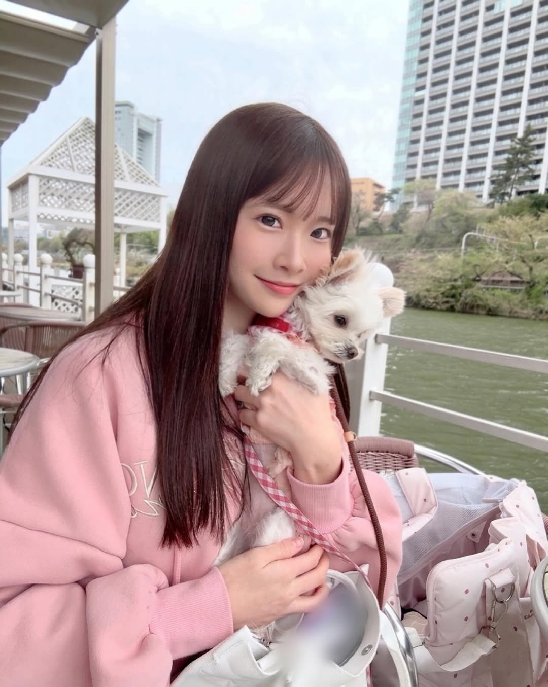 Photo by 白上咲花 in CANAL　CAFE. May be an image of Maltese, Pekinese and text.