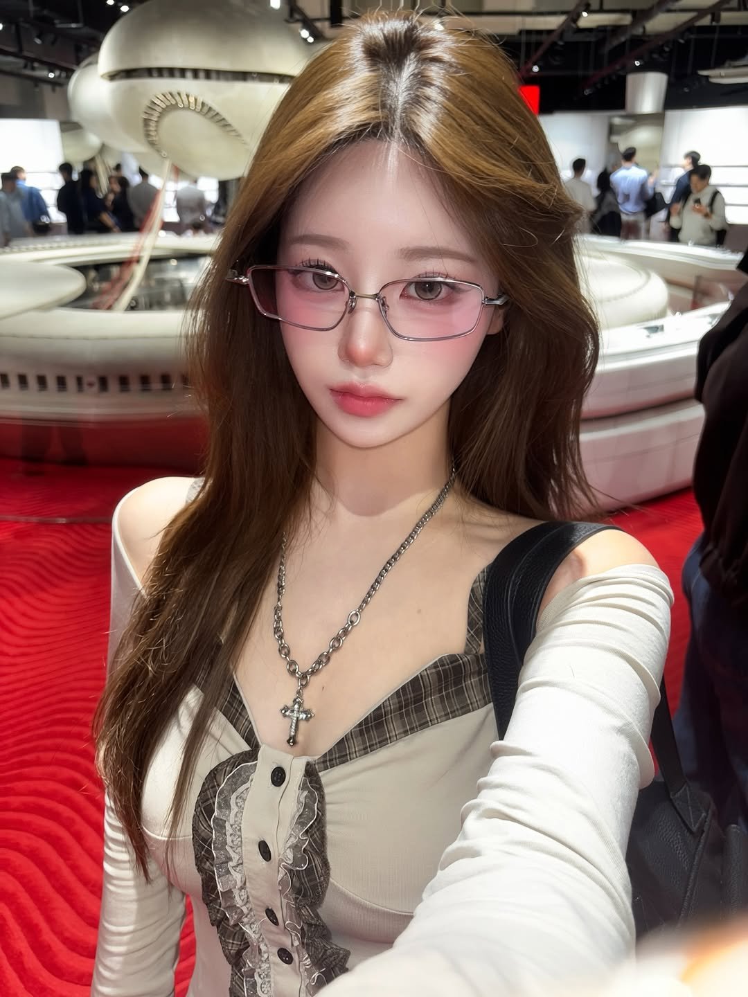 Photo shared by SUJIN ♥ on October 13, 2025 tagging @eyeer.official. May be a selfie of one or more people, hair and text.