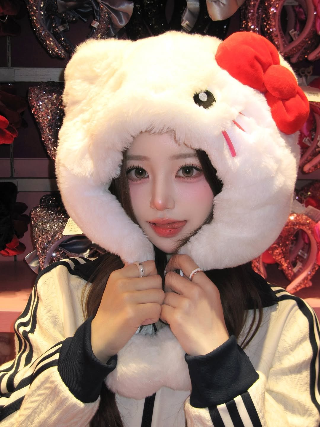 Photo shared by SUJIN ♥ on November 15, 2025 tagging @bayby_yeobada. May be an image of duffle coat, hat, costume, parka and text.