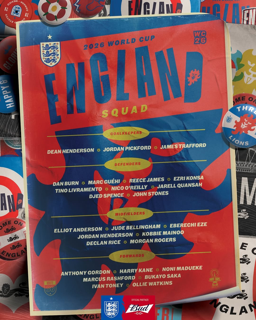 england 게시물 이미지: It’s official. Your #ThreeLions players...
