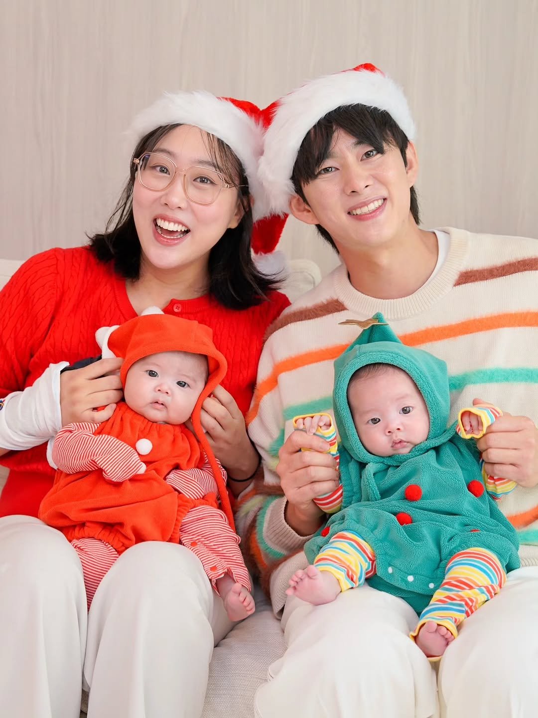 Photo shared by 엔조이커플 [enjoycouple] on December 23, 2025 tagging @minsoorrr, @limlalaland, and @kangdantwins. May be an image of baby and text.