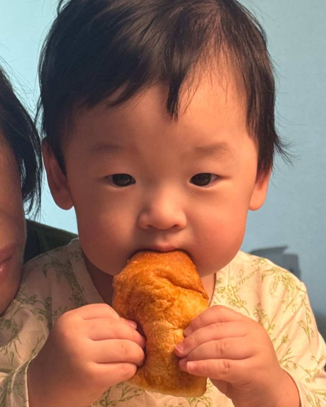 Photo by 얼미부부 on February 06, 2026. May be an image of baby, baguette, turnover, croissant and text.