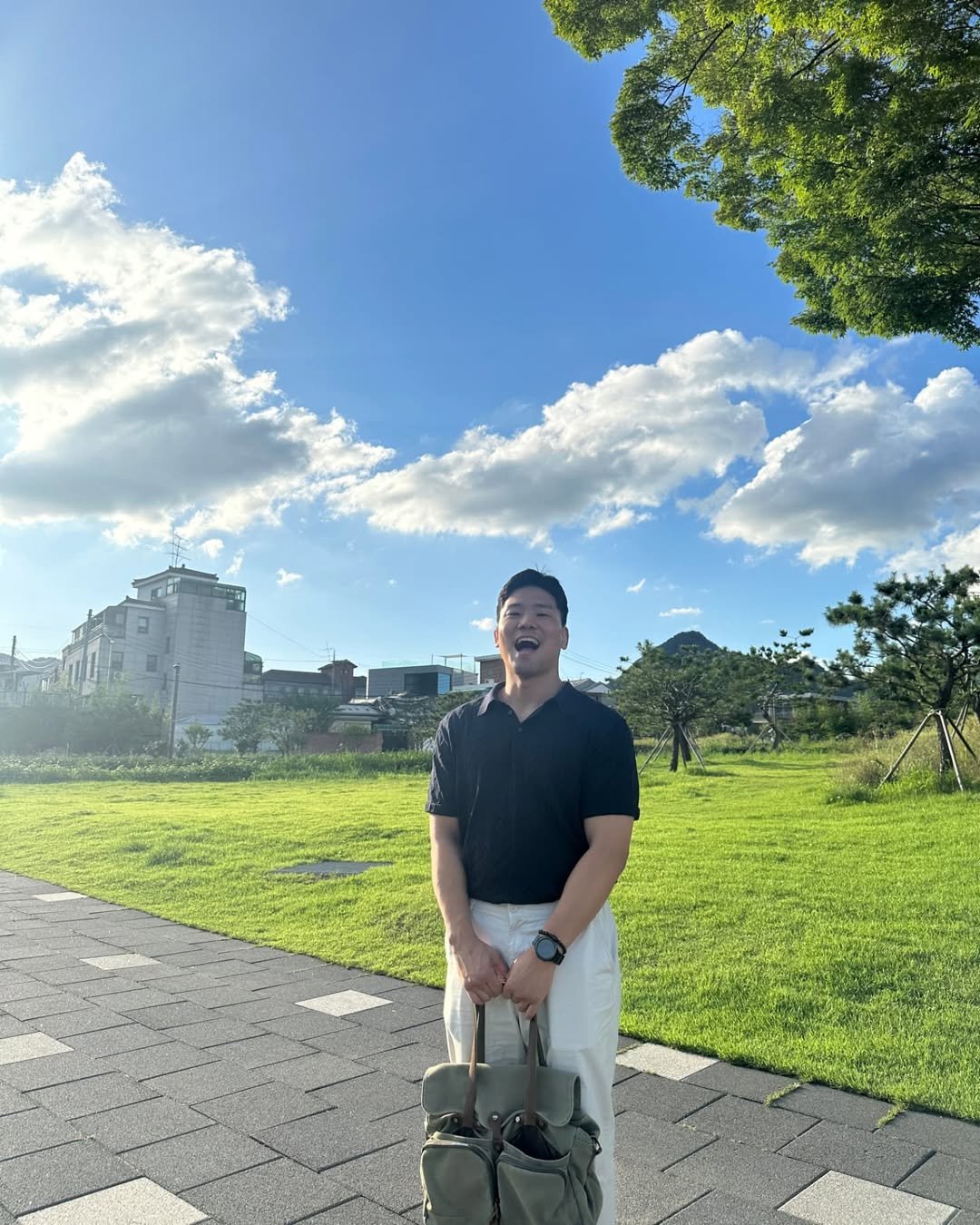 Photo by 박영재 on July 20, 2025. May be an image of 1 person, segway, cloud, grass, park and text.