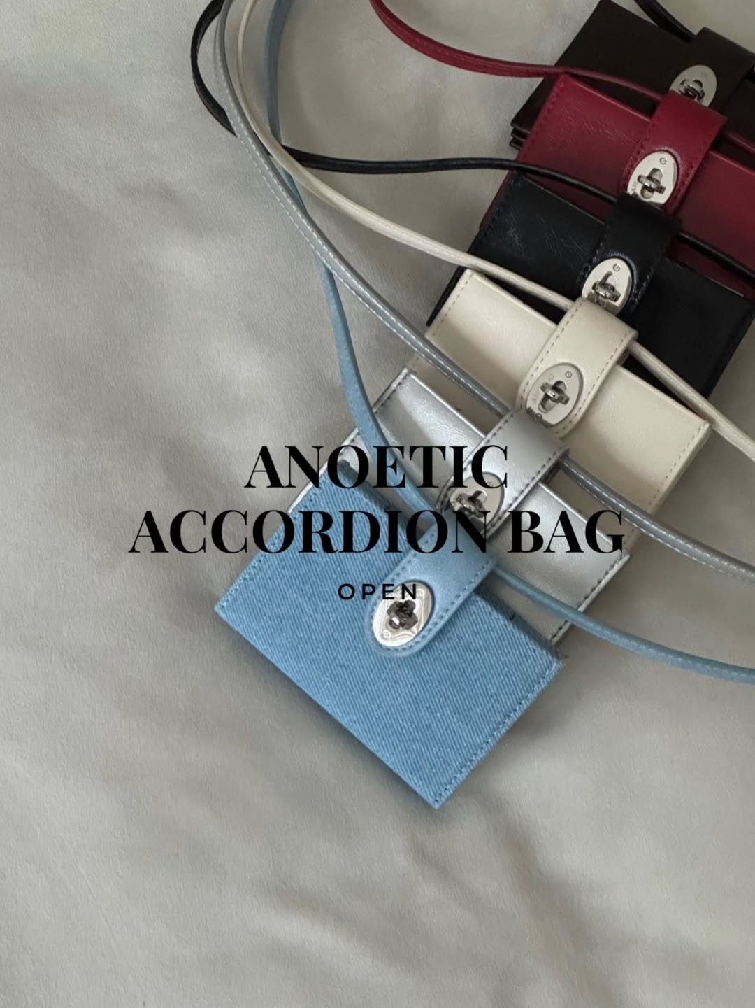 Photo by 이플베베(소♡유자매 최주은) on August 12, 2025. May be an image of strap, clutch, purse and text that says 'ΑΝΕΤΙΣ Έτις AN ACCORDION ANDETICA কট BAG OPEN'.