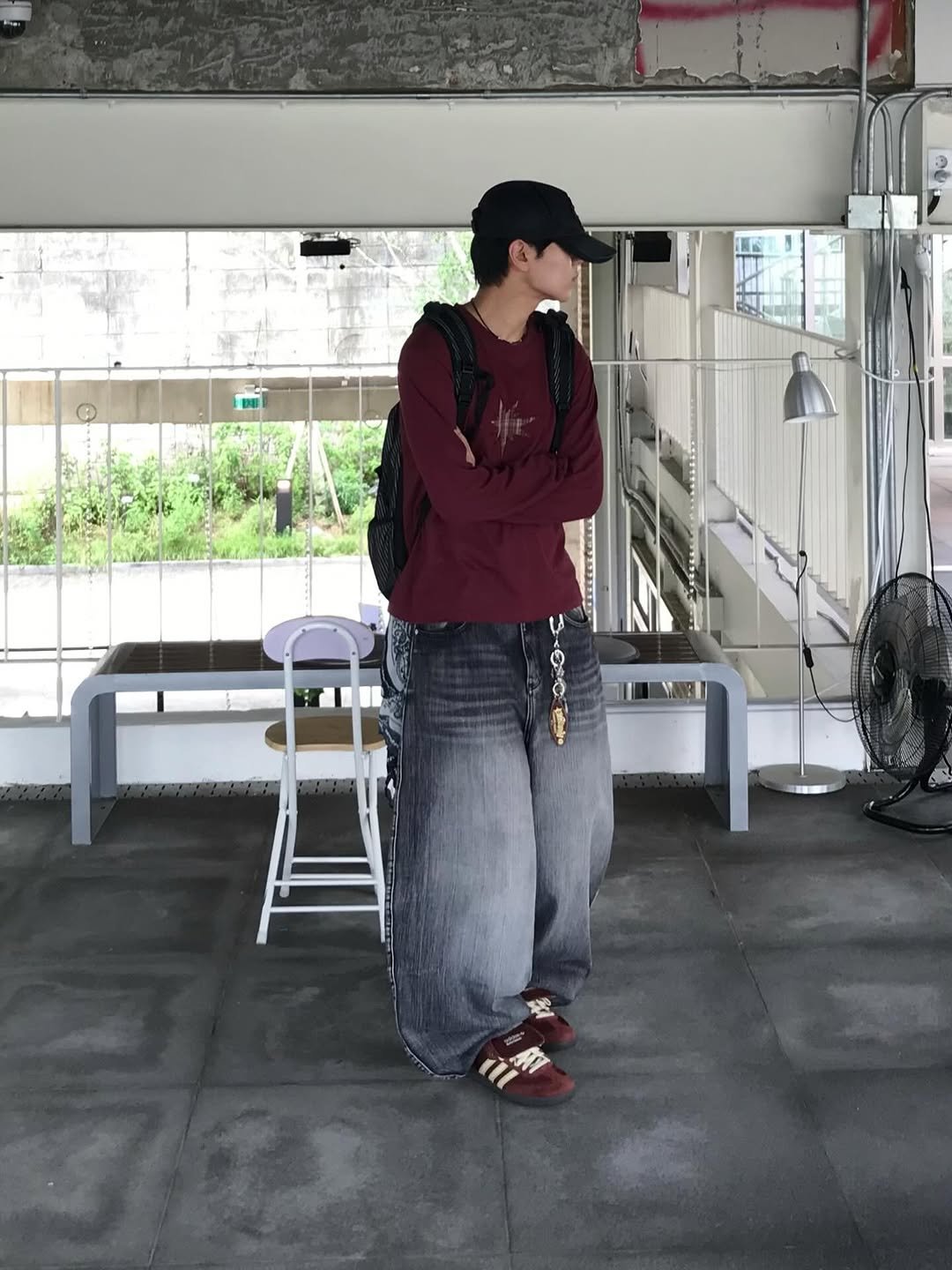 Photo shared by 동우 / 이퀄 on September 13, 2025 tagging @equal_kr. May be an image of 1 person, standing, sweatpants and text.