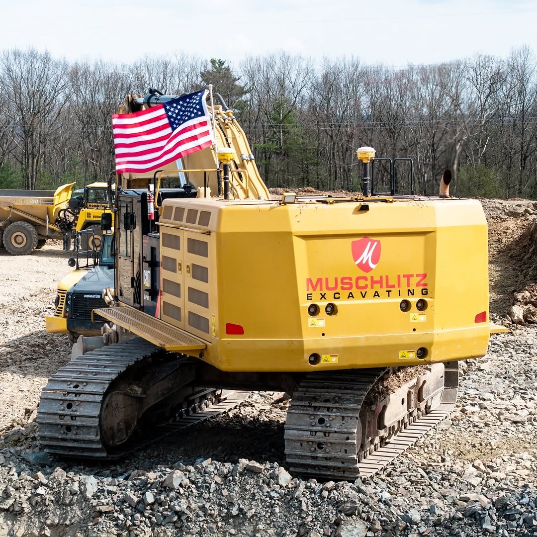 Photo shared by Eric Jumper on April 16, 2026 tagging @muschlitzexcav8. May be an image of scraper, crane and text.