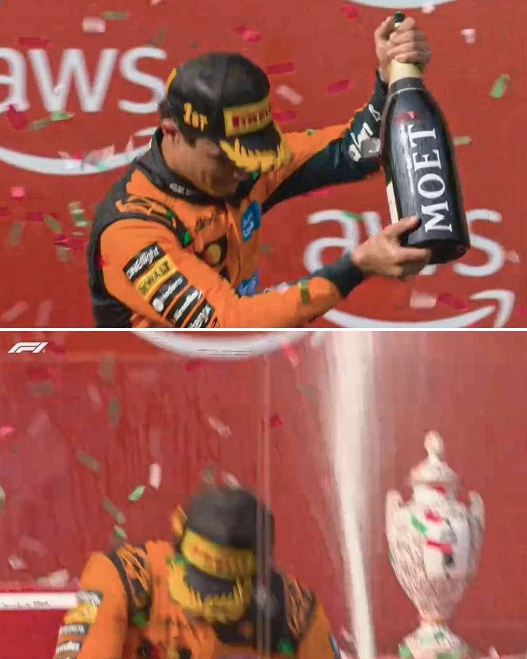 espnf1 게시물 이미지: Lando champagne spikes are back 🍾