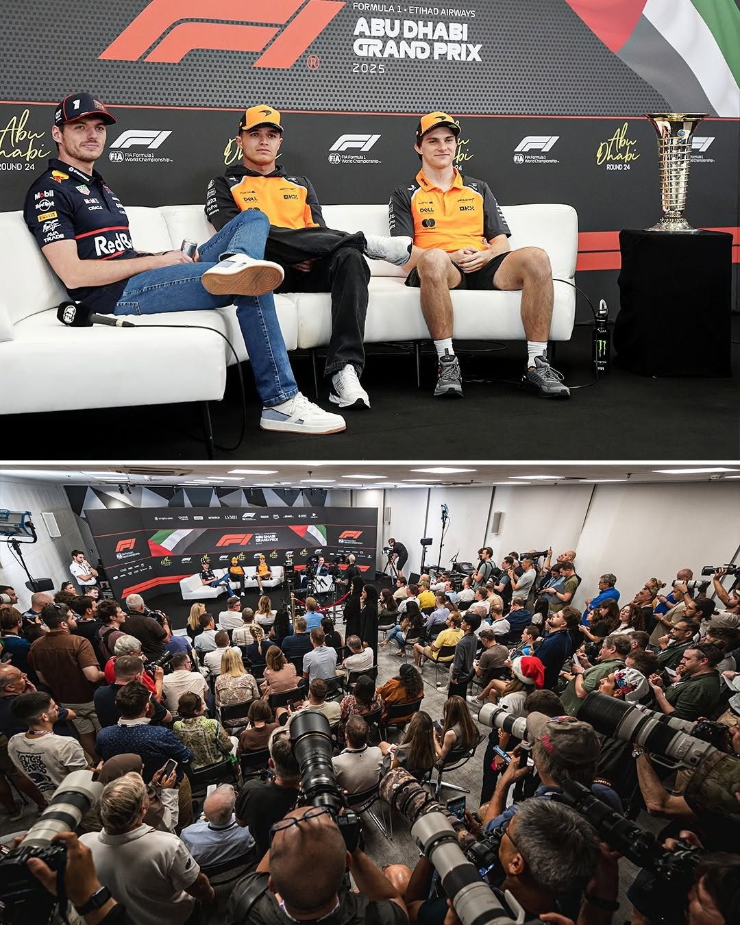 Photo by ESPN F1 on December 04, 2025. May be an image of racing vehicles, crowd and text.