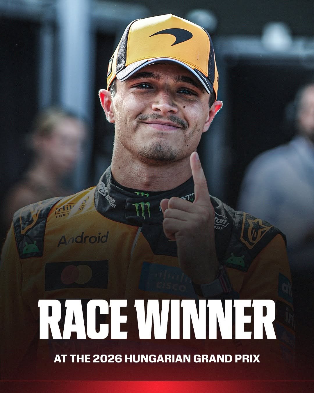 espnf1 게시물 이미지: LANDO NORRIS HAS WON THE 2026 HUNGARIAN GRAND PRIX! 🏆