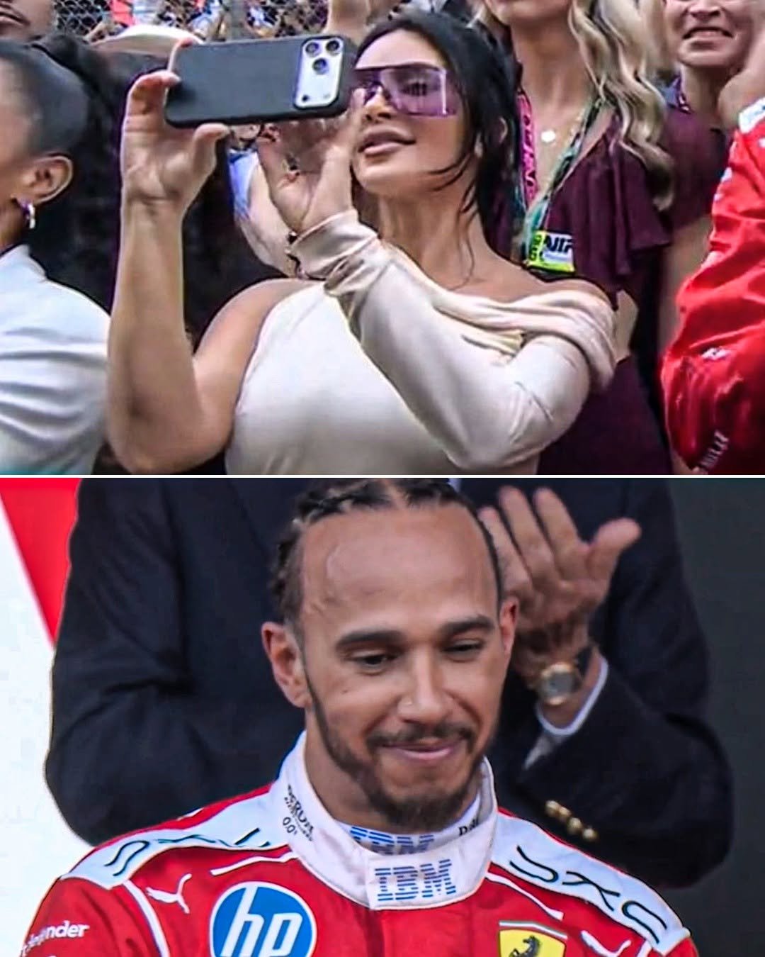 espnf1 게시물 이미지: Kim Kardashian recording Lewis Hamilton on the...