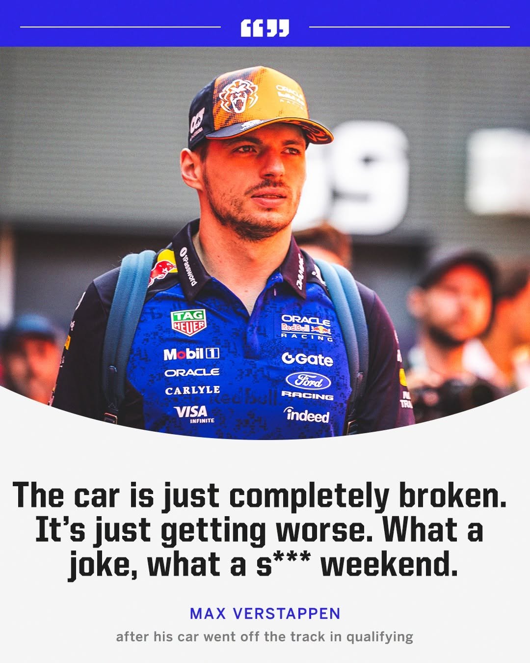 espnf1 게시물 이미지: Max Verstappen's reaction to spinning at the...