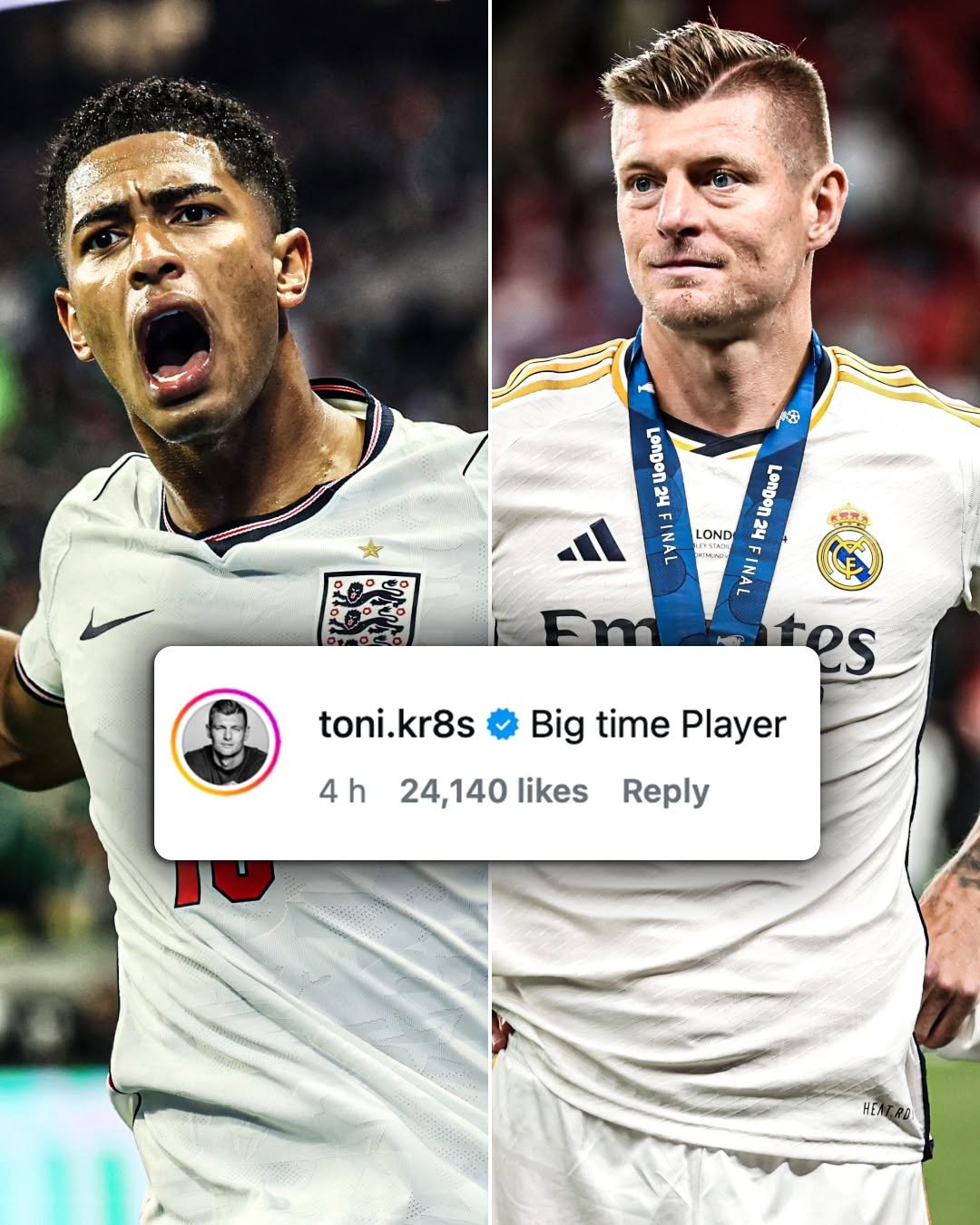 espnuk 게시물 이미지: Toni Kroos' comment on Jude Bellingham's...