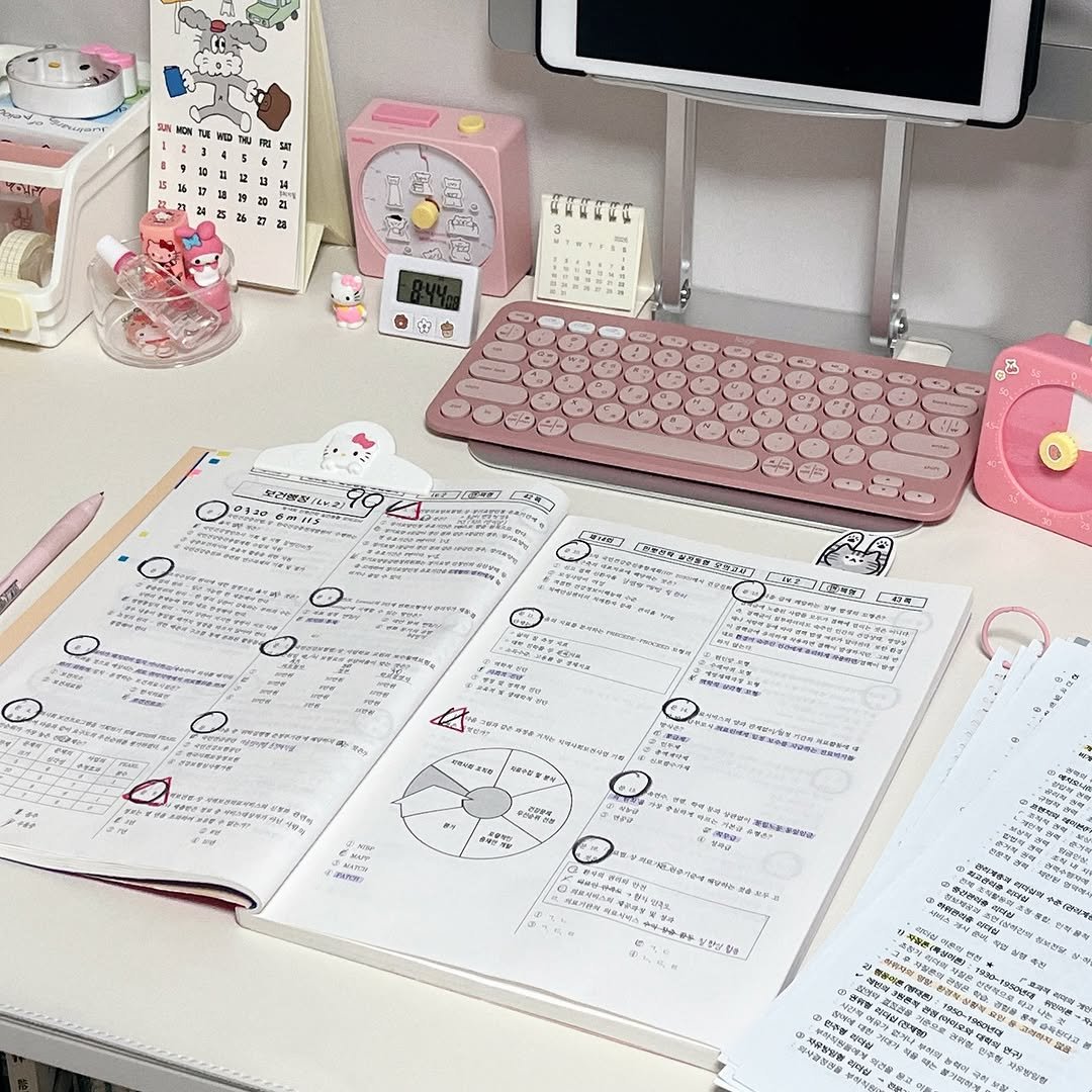 Photo by 공시생 은현 on March 20, 2026. May be an image of diary, mouse pad, desk, pencil case, binder, pen and text.