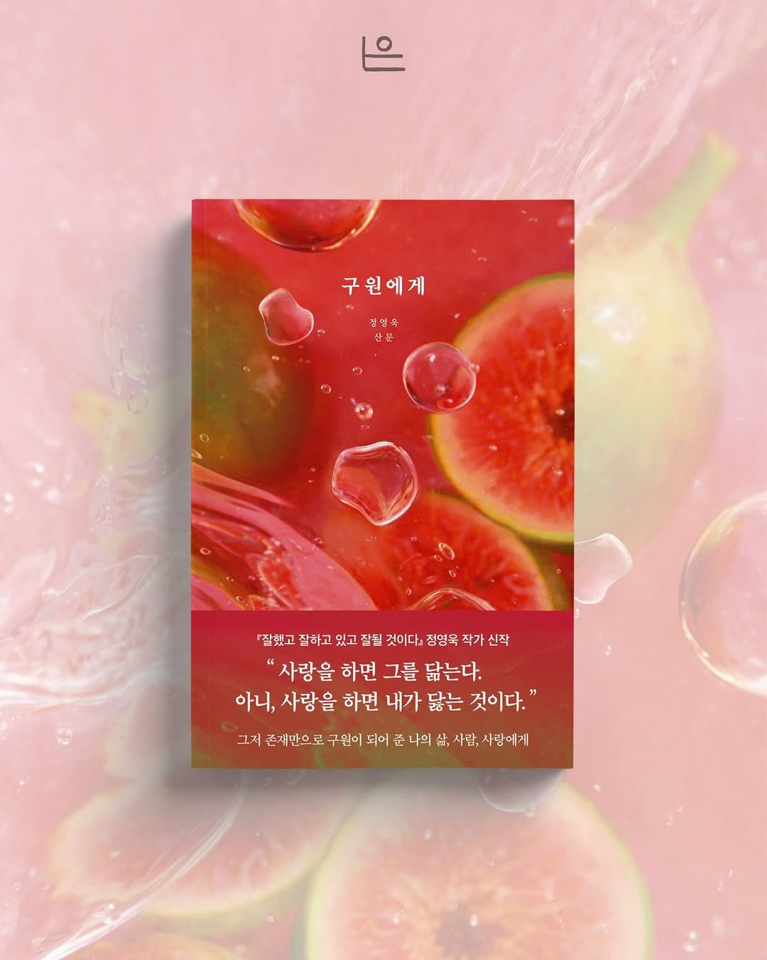 Photo shared by 은는이가 on February 04, 2026 tagging @owook. May be an image of fig, watermelon, pomelo, poster, dragon fruit, pomegranate, magazine, mangosteen, hand cream and text that says '구원에게 김영목 잘했고 잘하고 있고 잘될 것이다 징영욱 작기 작가 신작 "사랑을 하면 그를 닮는다. 아니, 사랑 을 하면 내가 닮는 것이다.' 그저 존재만으.로 구원이 되어 나의 삶 삶, 서준패난으로구린이되어준나의상,사람, 남, 사람, 사랑에게'.