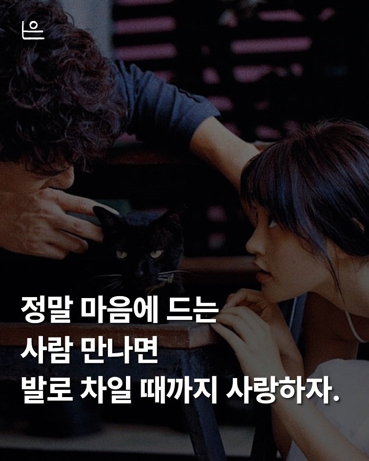 Photo by 은는이가 on May 22, 2025. May be an image of 2 people and text that says '정말 마음에 드는 사람 만나면 발로 차일 때까지 사랑하자.'.