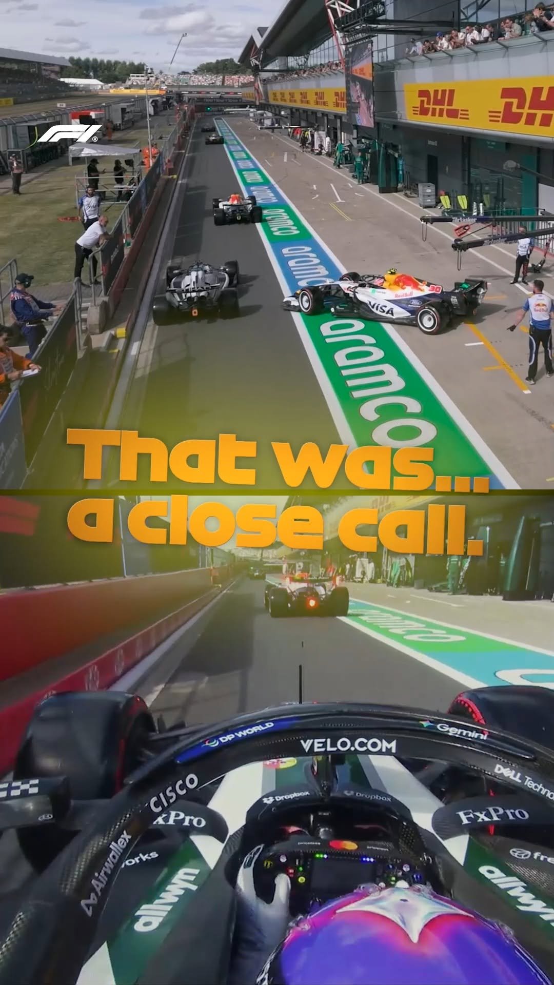 f1 게시물 이미지: A close call in the fast lane of the pits!...